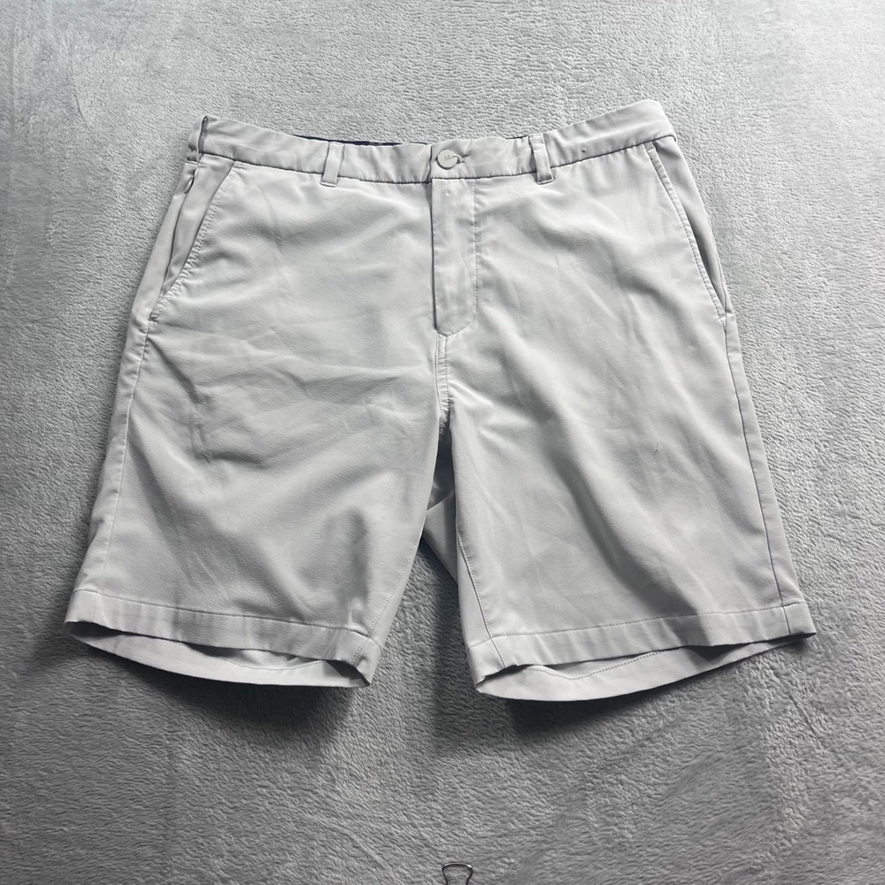 Mizzen + Main Helmsman Shorts Mens 34W Light Gray Performance Stretch Golf 8L